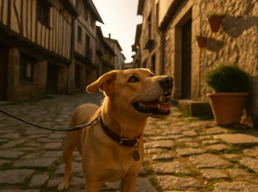 Perro disfrutando de su escapada rural "no sin mi perro" en Salamanca durante unas vacaciones