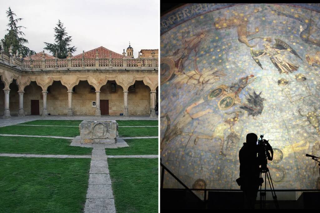 Patio de escuelas menores de la universidad de Salamanca y el cielo de Salamanca