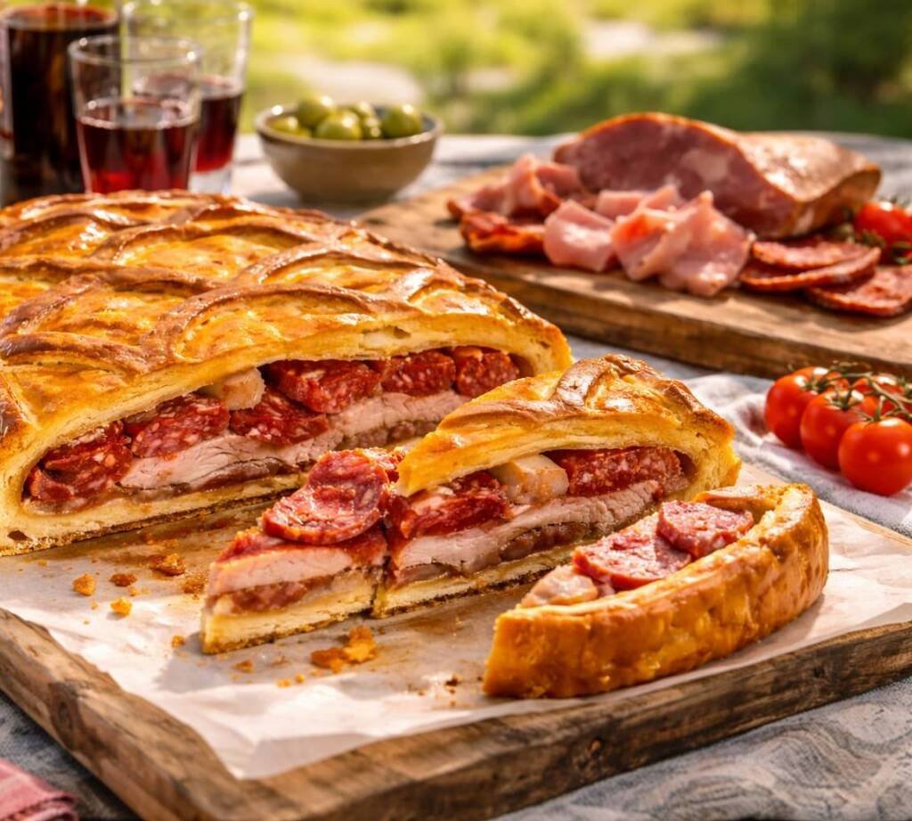 Hornazo salmantino tradicional del Lunes de Aguas con embutidos típicos